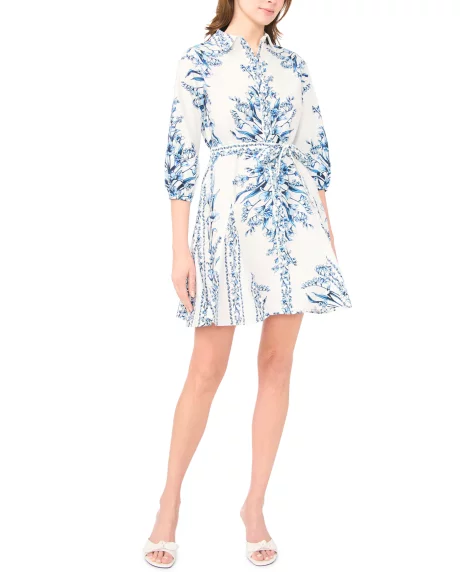 Petite Tie-Front Godet Shirt Dress - Navy Yard