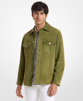 Men's Long-Sleeve Button-Front Suede Shirt-Jacket