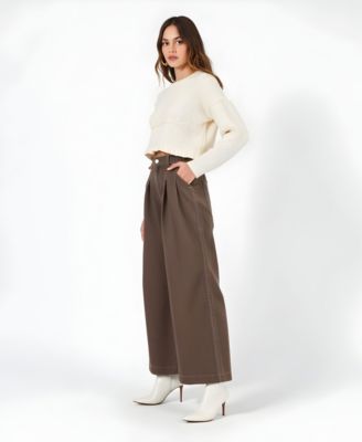 Women's High-Waist Wide-Leg Pleated Pants