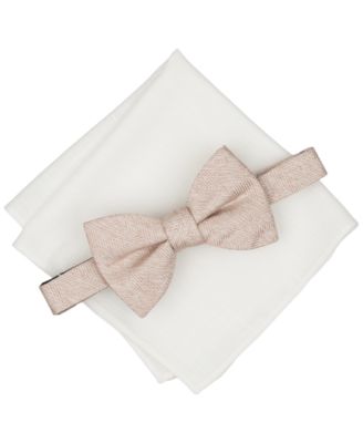 Men's Melange Chevron Solid Bow Tie and Pocket Square, 2-Piece Set