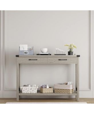 Console Table with 2 Drawers, Farmhouse Sofa Table with Storage Shelf, Accent Wood Entryway Table for Living Room, Hallway