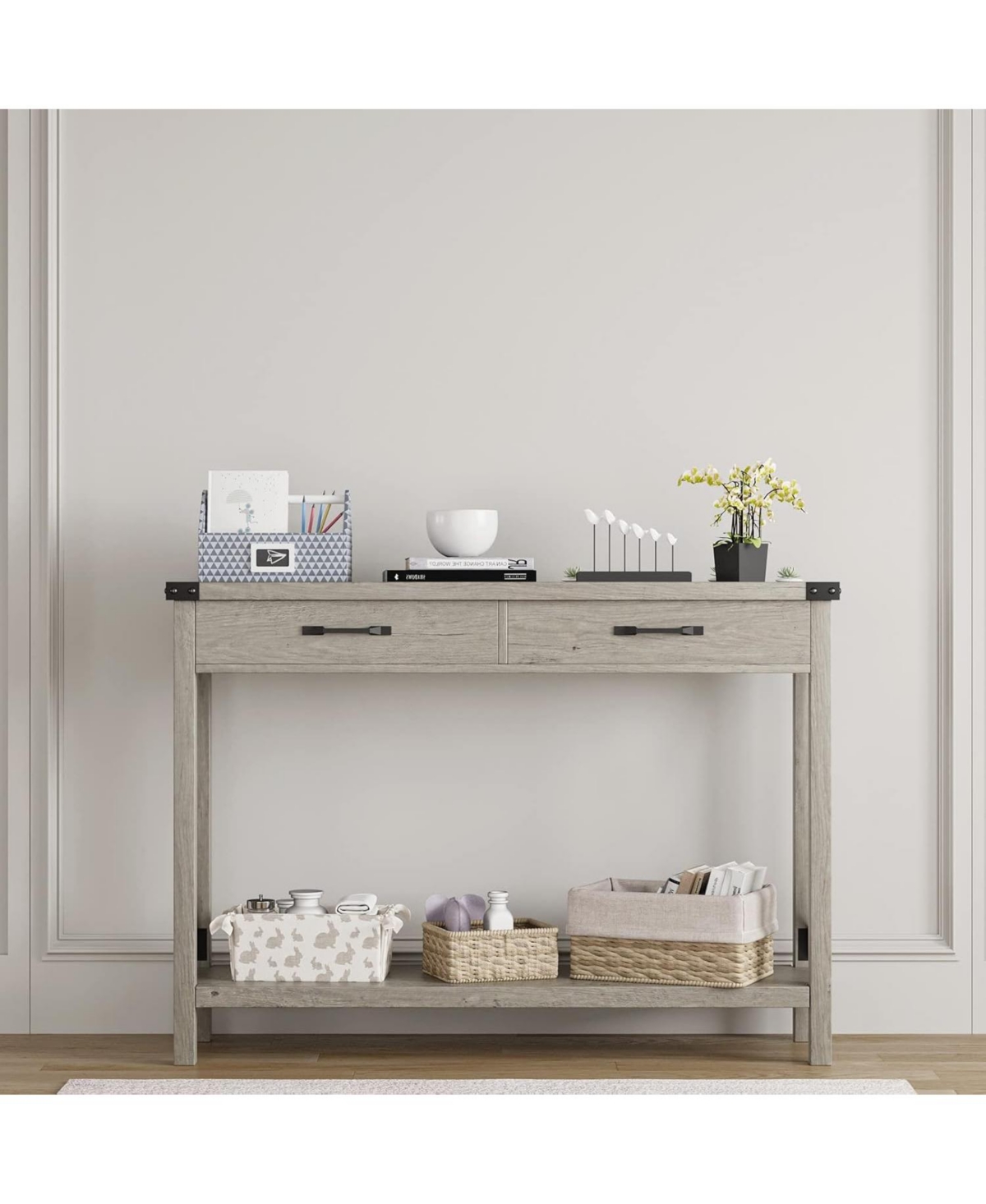 gaomon Console Table with 2 Drawers, Farmhouse Sofa Storage Shelf, Accent Wood Entryway for Living Room, Hallway