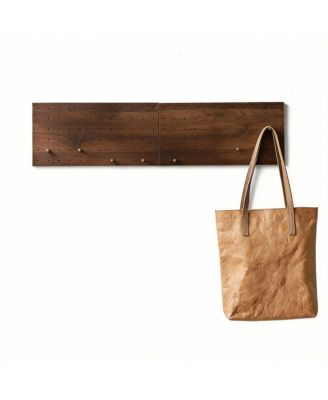 Wooden Pegboard Set for Creative Storage with Walnut Finish