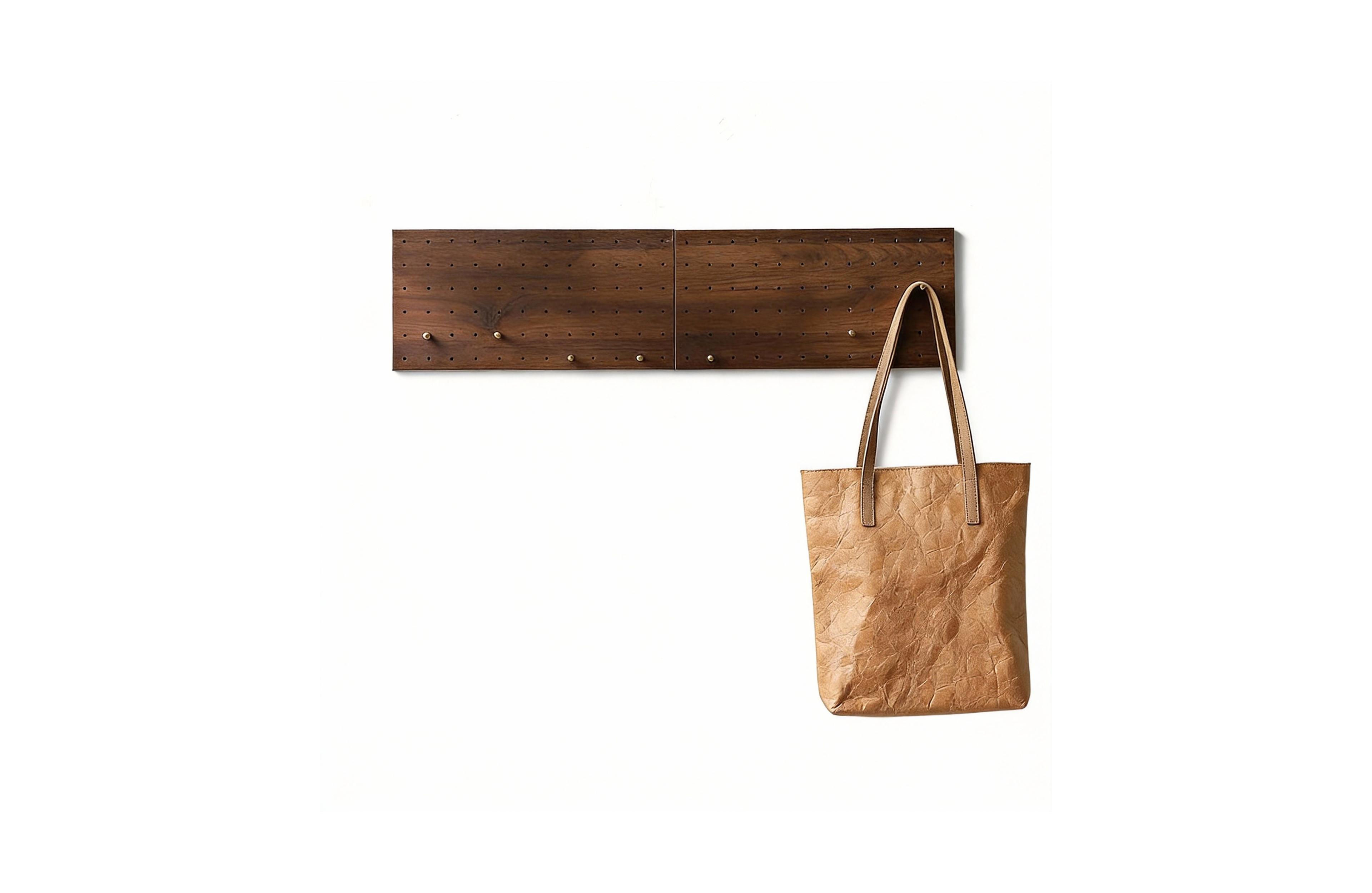 Yigii Wooden Pegboard Set for Creative Storage with Walnut Finish