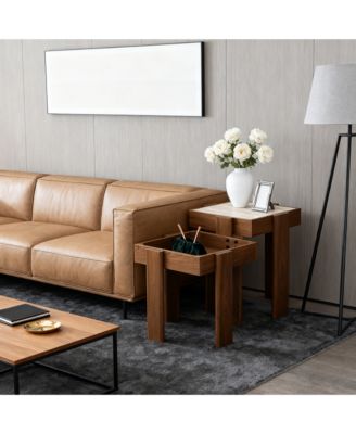 2-Tier Farmhouse Side Table, Engineered Wood Sofa or Bedside Storage Stand