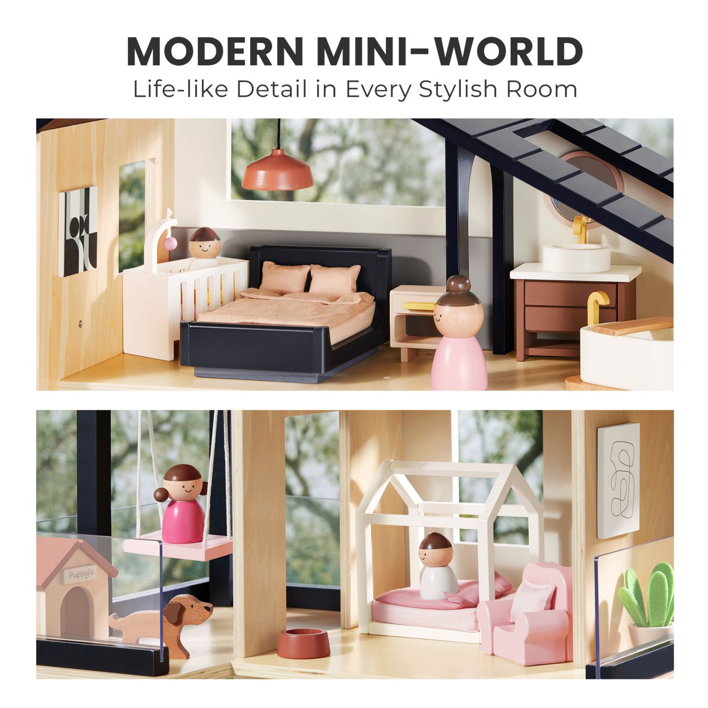 Деревянный кукольный дом Tiny Land Sweetwood Edge с мебелью и аксессуарами, 3+ — фото 4