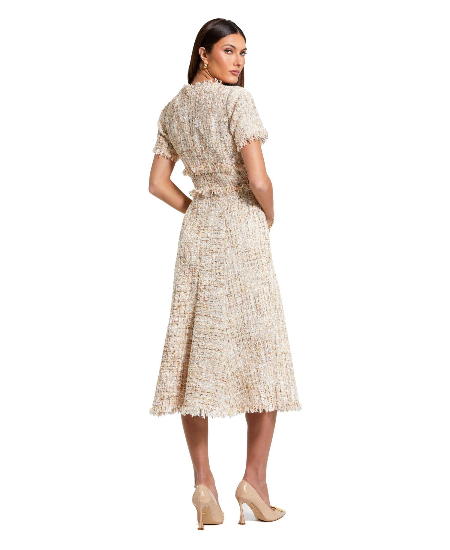 Petite Boucle Short Sleeve A Line Midi Dress