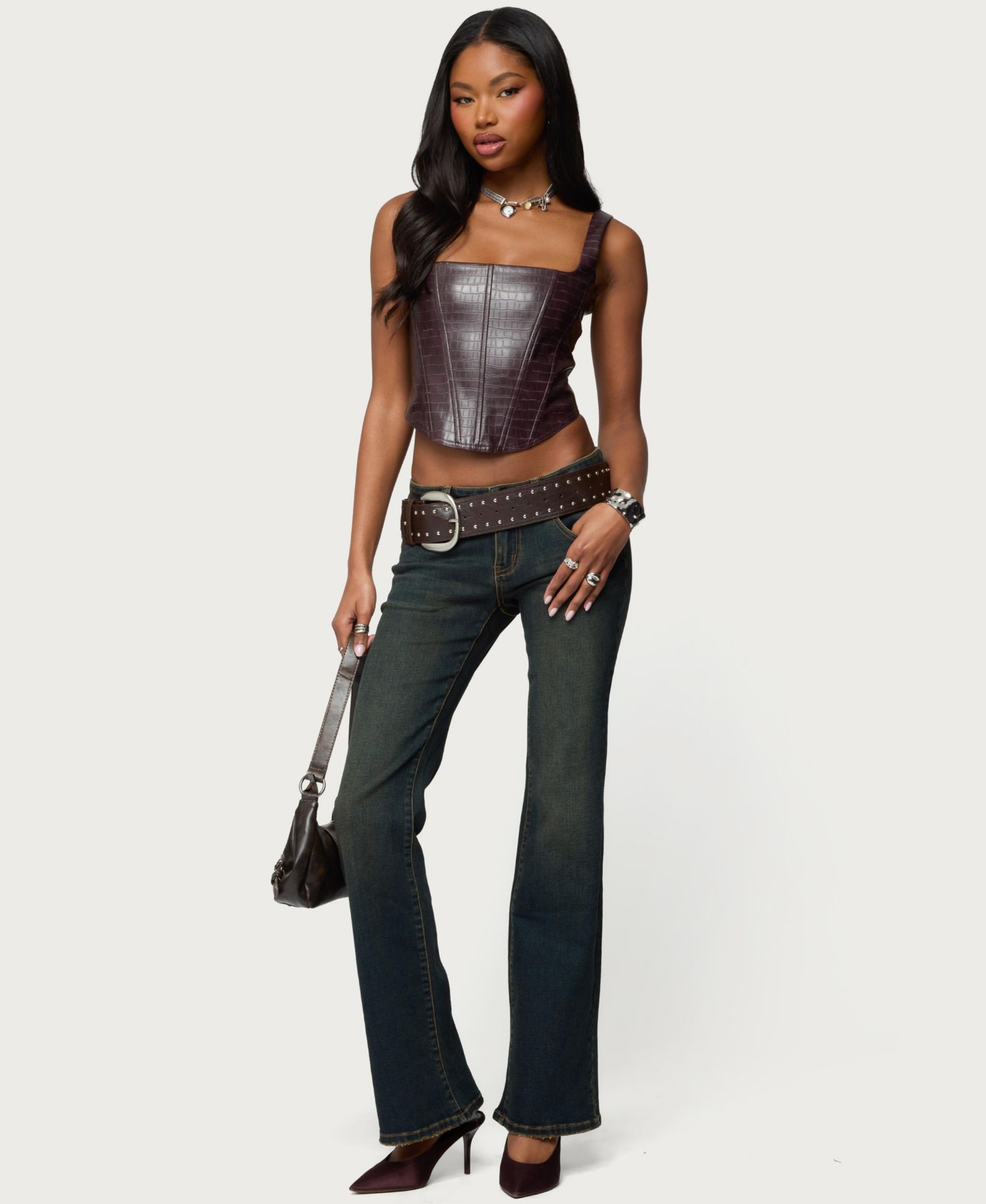 Women's Shana Faux Croc Corset Top