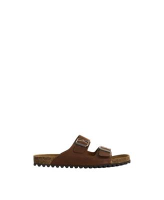 Genuine Leather Sandals with Double Buckle