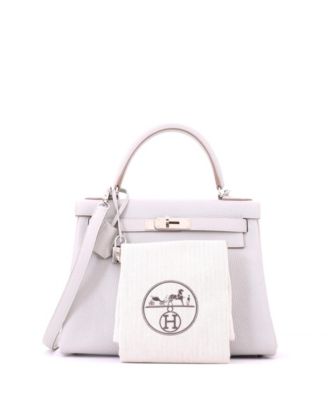 Kelly 28 Handbag Grey Clemence with Palladium Hardware