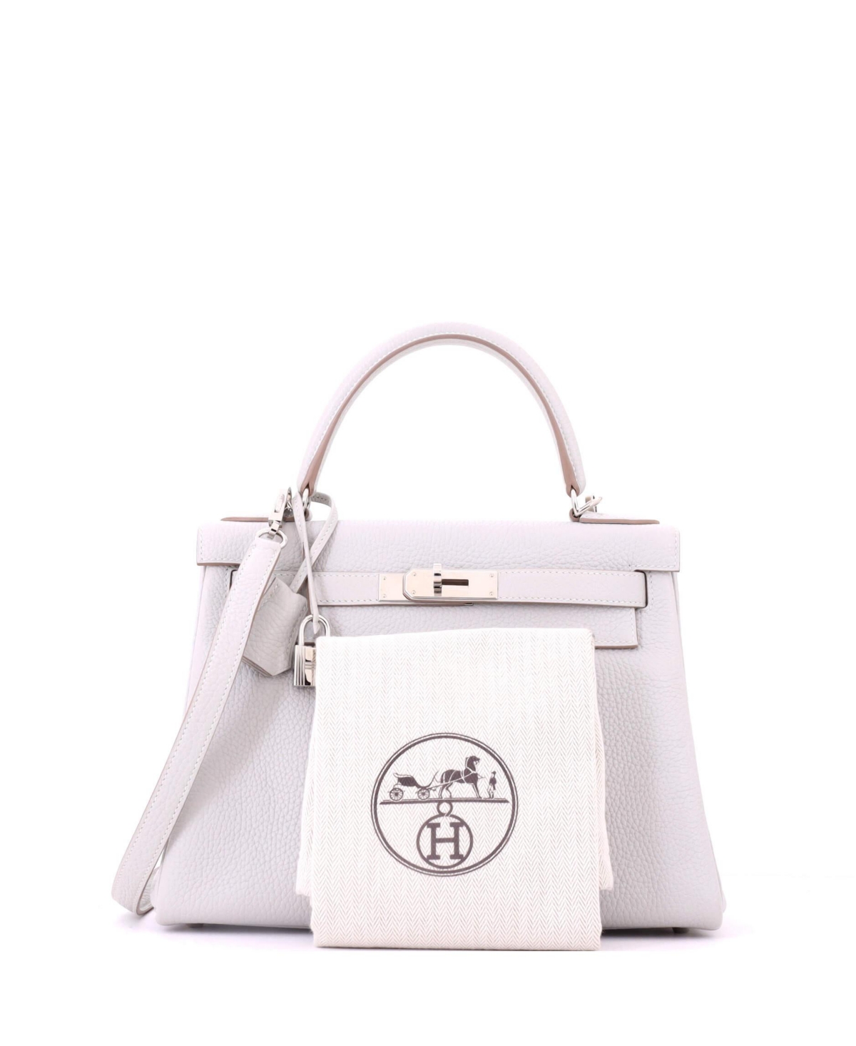 Pre-Owned HERMES Kelly 28 Handbag Clemence with Palladium Hardware