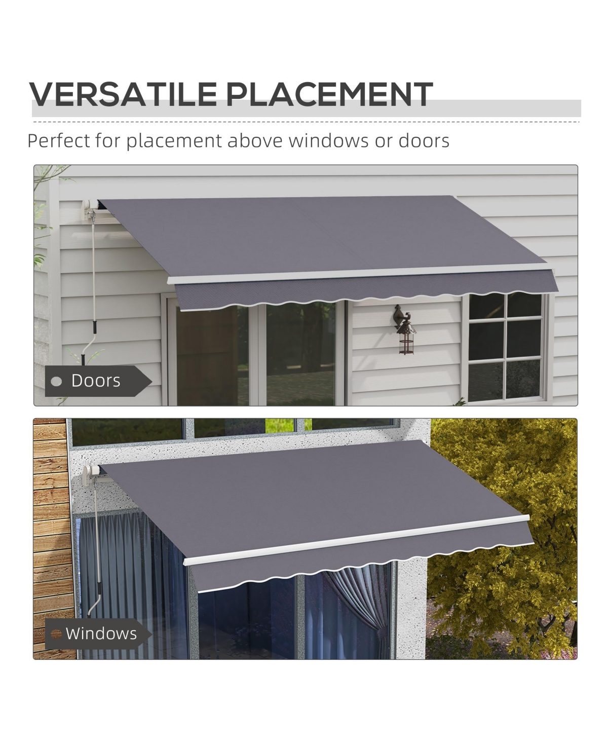 Outsunny 12' x 10' Retractable Awning Patio Awnings Sun Shade Shelter
