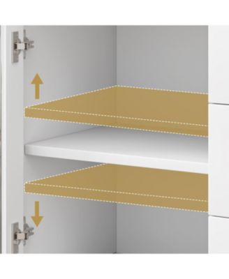 Modern Farmhouse Buffet Storage Cabinet with Glass Door, 56" Large Sideboard Cabinet with Door/3 Drawers/Adjustable Shelf, Wood Coffee