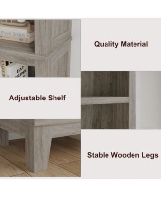 5 Tier Rustic Wooden Narrow Bookcase for Home Office