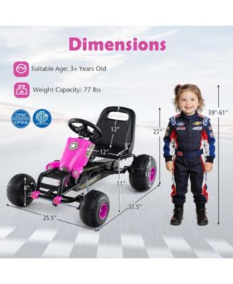 Kids Pedal Go Kart with Steering Wheel and Gear Shifter and Handbrake