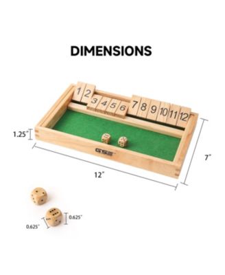 Wooden Shut The Box Numbers Dice Game Board with 2 Wooden Dices, Classic Popular English Pub Game