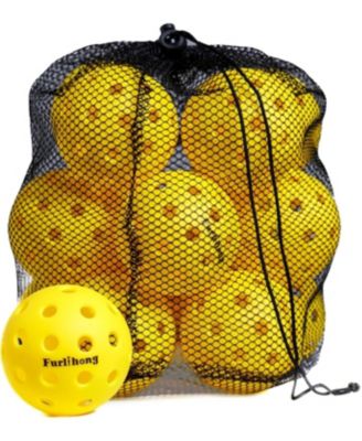 Outdoor Pickleball Balls 16 Pack with 40 Holes Official 74mm Size Durable Practice Balls with Portable Mesh Bag for All Skill Levels