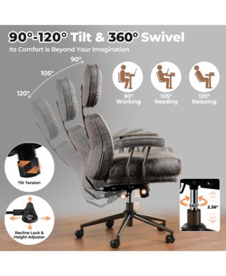 Ergonomic Swivel Office Chair, Extra Wide Comfy Desk Chair with Lumbar Support, Height Adjustable Modern Executive Computer Chair