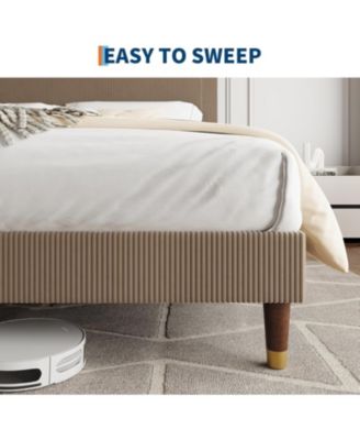 Full Corduroy Upholstered Platform Bed Frame with Headboard, Wooden Slats Support, Quiet & Sturdy Design