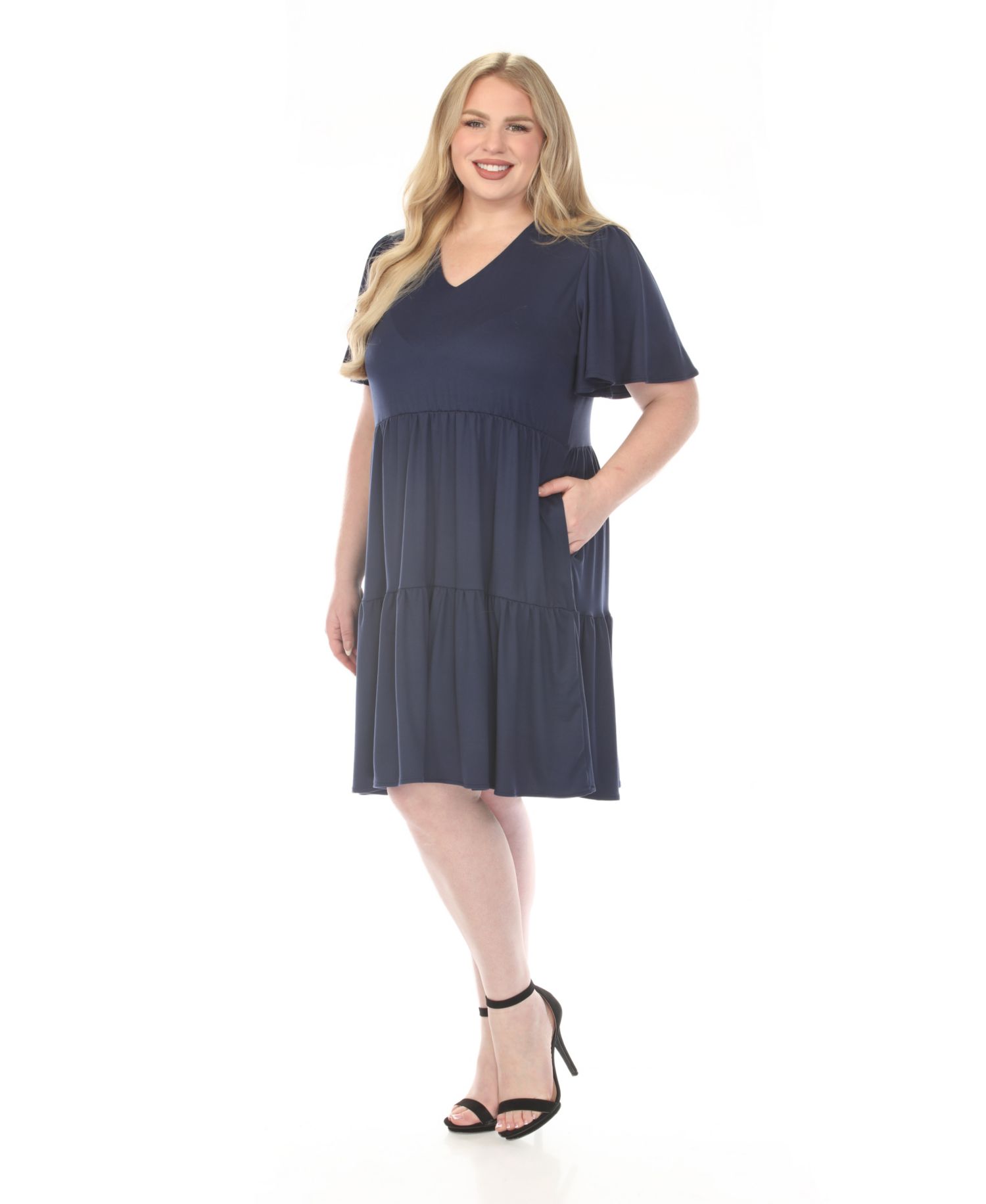 Plus Size V-Neck Short-Sleeve Dress