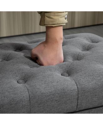 25" Button-Tufted Storage Ottoman with Removable Lid,