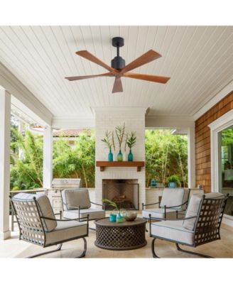 52-inch Modern Black 5-Blade without Light Ceiling Fan with Remote Control and Timing Function