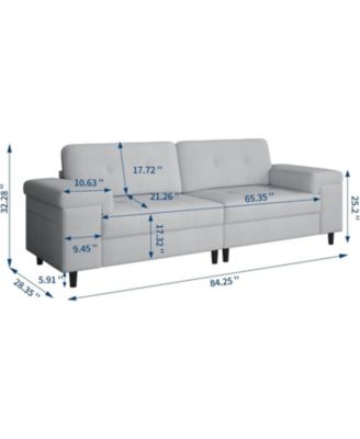 3 Seater Couch for Living Room, 85" Modern Chenille Cloud Sofa with Adjustable Armrest & Removable Backrest, Comfy Deep Seat Couches