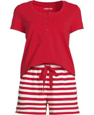 Women's Knit 2 Piece Pajama Set - Short Sleeve Top and Shorts