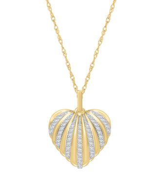 Diamond Pendant Necklace (1/5 ct. t.w.) in 10k Yellow Gold White Rhodium