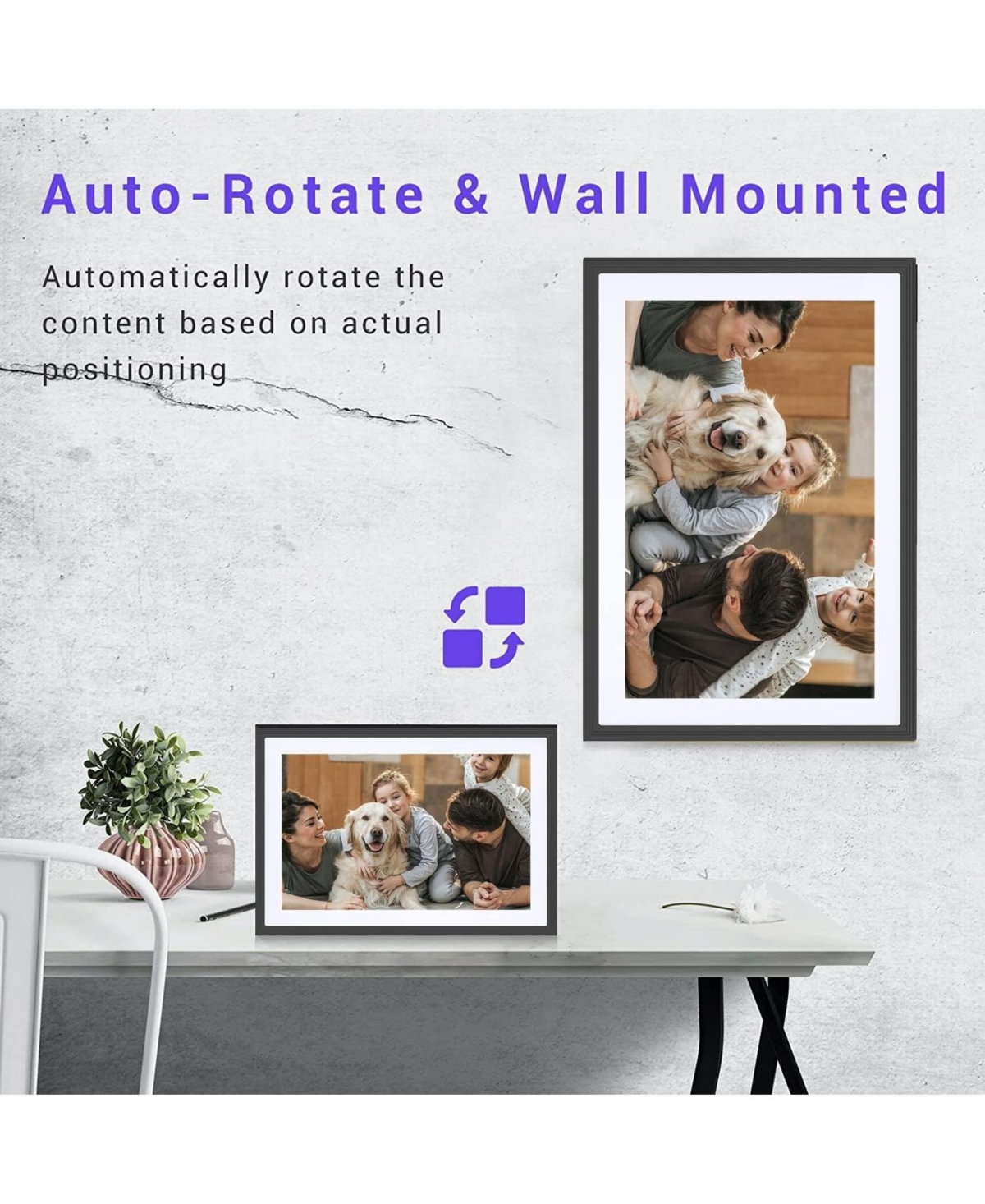 Mezed 10.1 Inch Smart Digital Calendar and Photo Frame Hd Touch Screen Family Organizer with Meal Planner Duty Chart and Weather Black and White