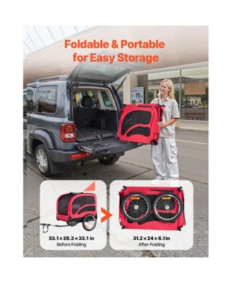 Heavy-Duty Dog Bike Trailer, Up to 100 lbs - Universal Bicycle Carrier for Small & Large Pets,Red