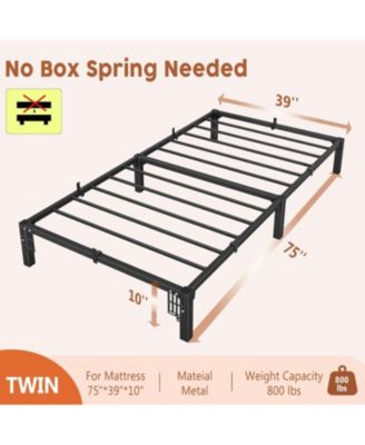10 in Twin Bed Frame, Heavy Duty Metal Platform Bed Frame with Durable Iron Slat Support and Legs, No Box Spring Required.