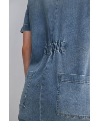 Maternity Nursing-Friendly Button Down Collared Short Sleeve Romper