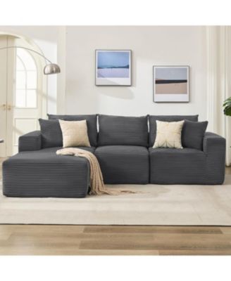 108" Modular Sectional Sofa - L Shaped Boneless Cloud Couch with 67.5" Chaise, Reversible L/R Facing, No Assembly Required
