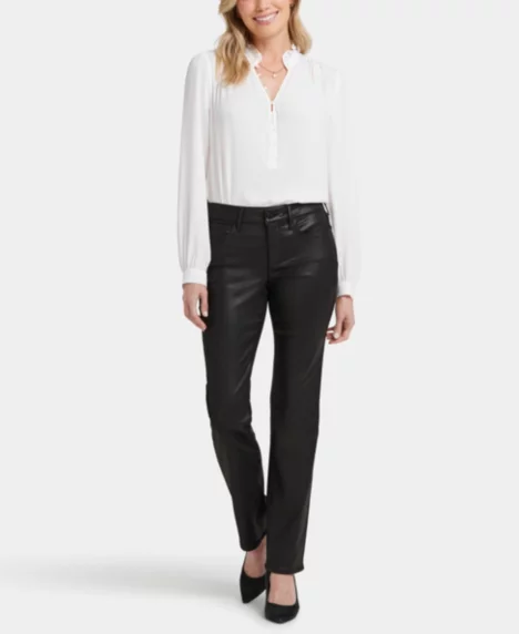 Petite Coated Marilyn Straight Jeans - Black Coated