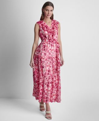 Women's Sleeveless Ruffle V-Neck Dress