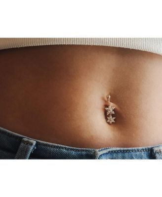 Solid Zirconia Butterfly Angel Wings Dangling Belly Ring Body Piercing Ring