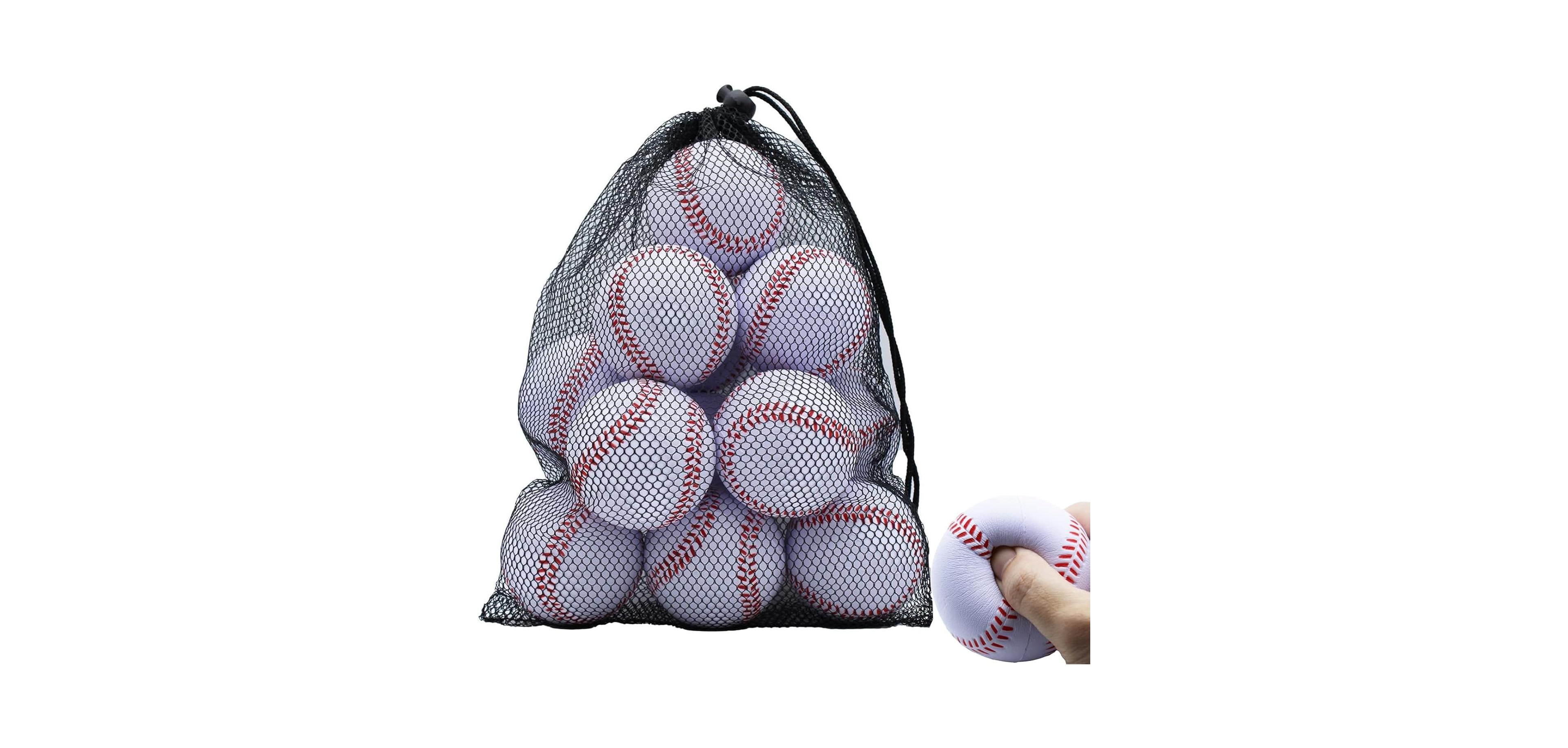Magicorange Pack of 12 Soft Foam Practice Baseballs Standard Size Pu Foam Training Balls for Batting Fielding and Pitching with Carrying Bag