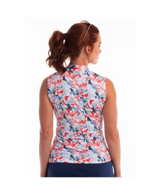 Women's Vine Floral Print Short Sleeve Golf Polo