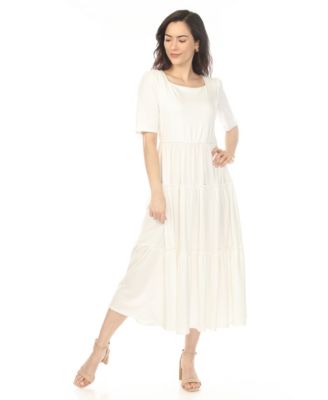 Women's Square Neck Short-Sleeve Tiered Dress