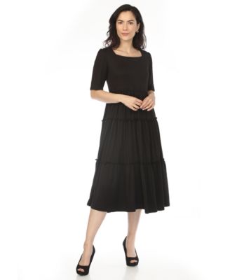 Women's Square Neck Short-Sleeve Tiered Dress