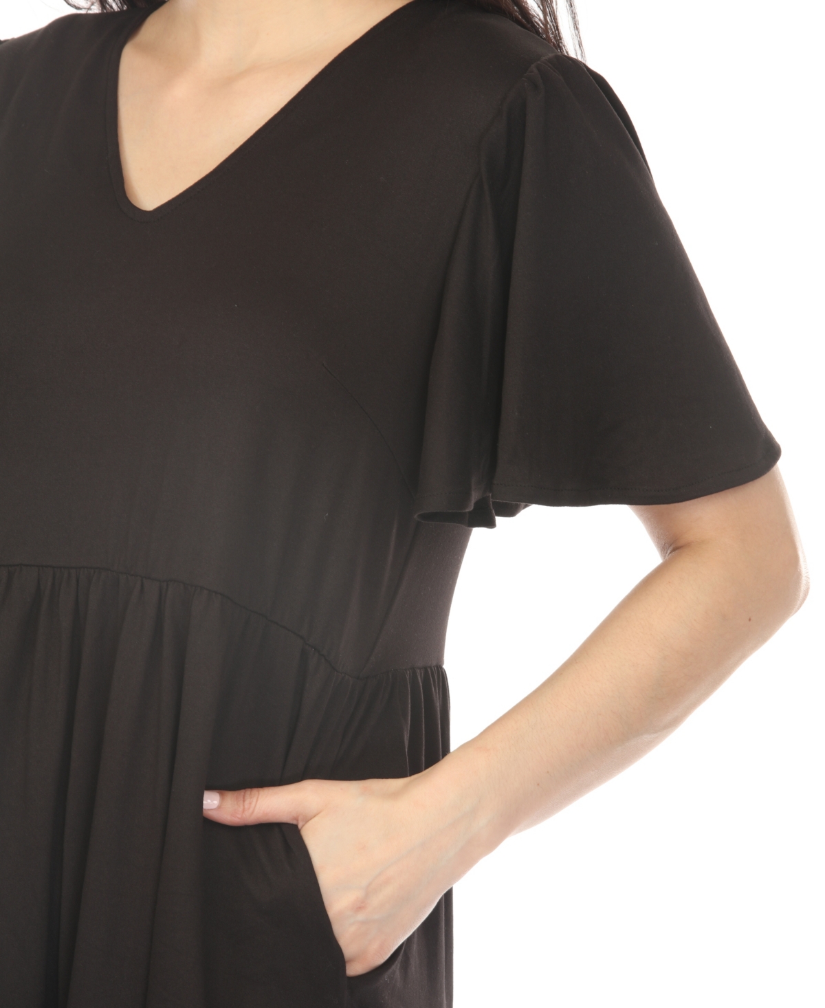 White Mark Women's V-Neck Short Sleeve Dress