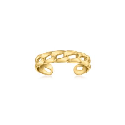 Solid 10k Yellow Gold 4mm Flat Curb Link Adjustable Toe Ring