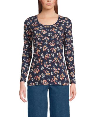 Women's Lightweight Jersey Skimming Long Sleeve Scoop Neck T-shirt