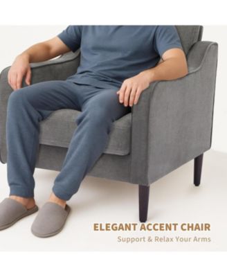 Mid-Century Modern Accent Chairs,Modern Linen Fabric Armchair for Living Room,Comfy Sofa Chairs with Scooped Arms