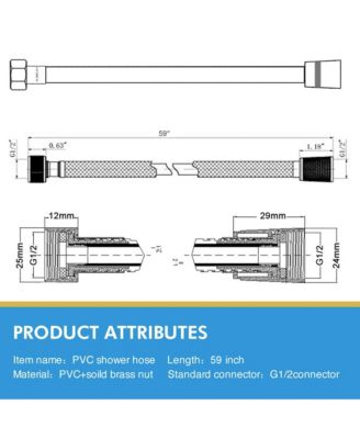 59" Extra Long PVC Shower Hose - Anti-Kink Handheld Shower Head Hose with Brass Spin Inner Core
