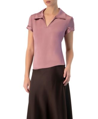 Women's Plain Short Sleeve Blouse with Shirt Collar