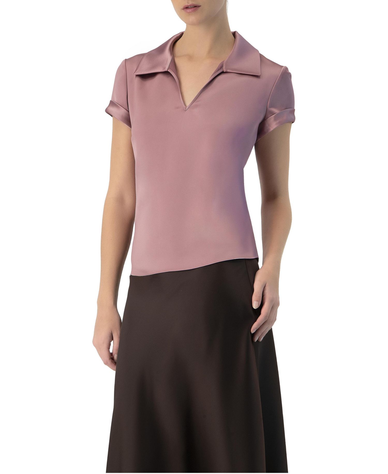 Women's Plain Short Sleeve Blouse with Shirt Collar