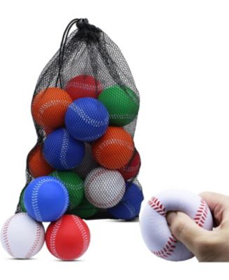  20 Pack Soft PU Foam Baseballs, Standard Size Practice Balls with Carry Bag