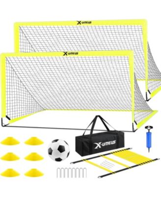 Agility Ladder Speed Training Equipment Set, Kids Soccer Goals for Backyard Set of 2, 6x4 ft, Soccer Goal Training Equipment for Kids Youth